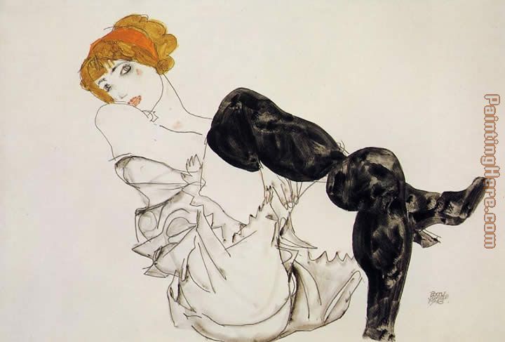 Egon Schiele Woman in Black Stockings